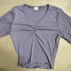 SSS Lavender/Purple V Neck Crop Top