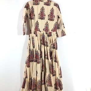 Cream Printed Maxi Dress(Women’s)