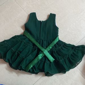 Green Step Cut Frock