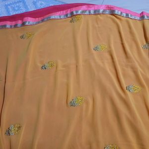 Yellow Pink Saree