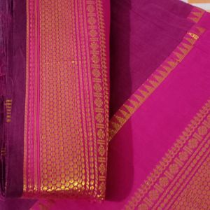 New Chettinad Cotton Saree With 1m Blouse Pc