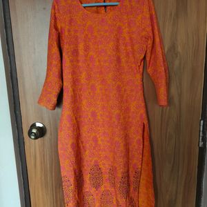 Orange & Pink Kurta Set (Women)