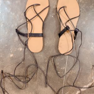 Black Sandals With Long Laces