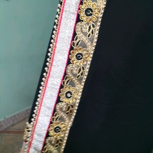 Partywear Black Saree With Heavy Border