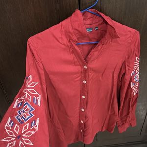 AJIO Red Shirt