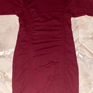 Burgundy Bodycon Length Adjusting Dress