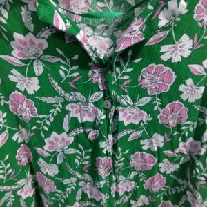 Plus Size Green Floral Shirt