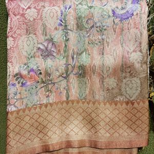 Digital Soft Rich Pattu Cream  Saree