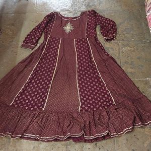 Maroon partywear Heavy Ethnic Kurti