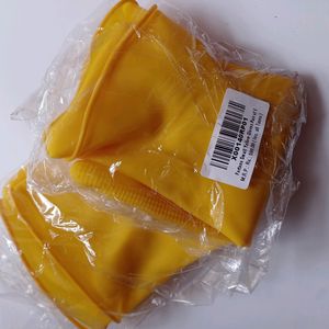 Rubber Yellow Kitchen Gloves For Washing Cleaning