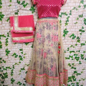 Floral Print Embroidered Lehnga Choli With Dupatta