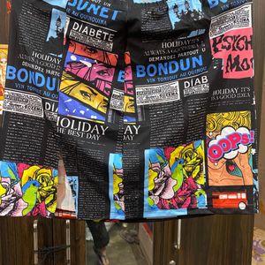 Shien Newspaper Print Short Skirt