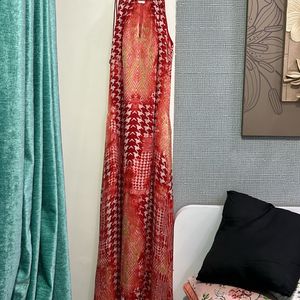 Red Patterned Silk Dress