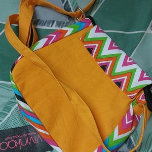 Unused Yellow and multicolor canvas boho sling bag