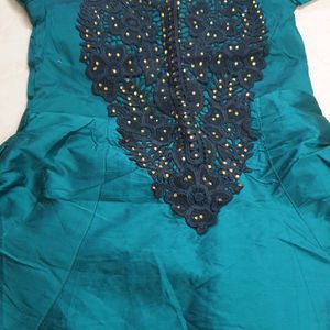 Ethnic Gown In Vibrant Peacock Blue Color