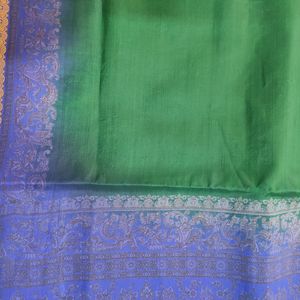Green And Blue Crepe Silk Saree