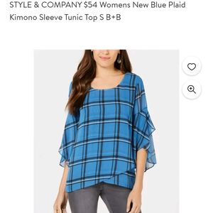 Y2k Kimano Sleeves Style & Co. Blue Blouse Top