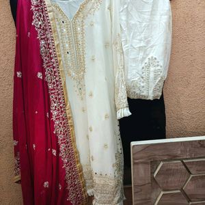 Mirror Work Dress With Pink Dupatta