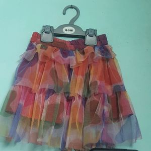 Cute Red-Multi Colour Skirt & Top