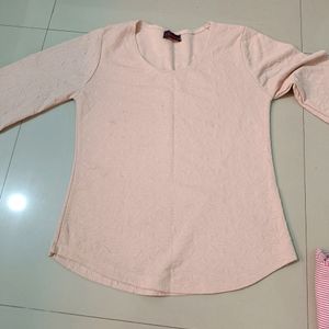 Long Sleeve Cotton Peach Top