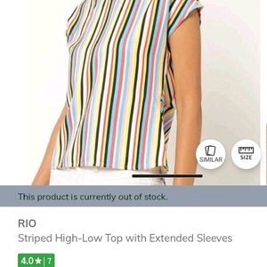 Striped High Low Top With Extented Sleeves