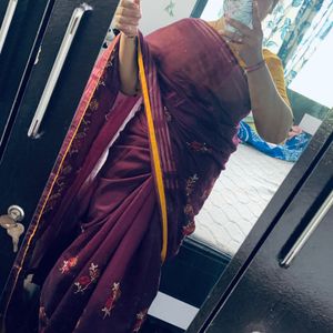 Beautiful Flower Work Saree💜