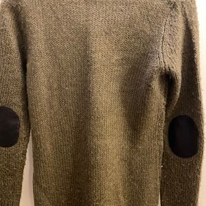 Sweater With Leather Arm Patch