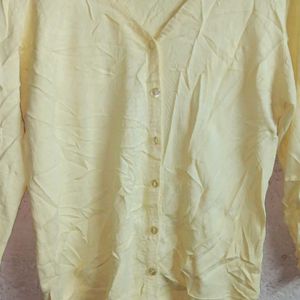 Ladies Fashion Cardigan Casual Top Yellow