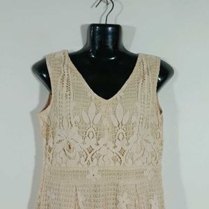 Cream Lace Partywear Dress For Women's