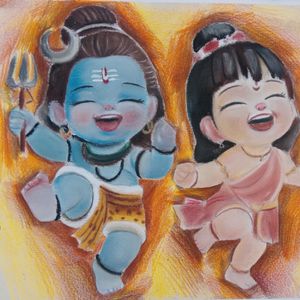 Shiv Pravati Baby Art Handmade Draw