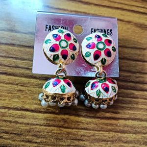 Peach Coloured Beautiful Earrings