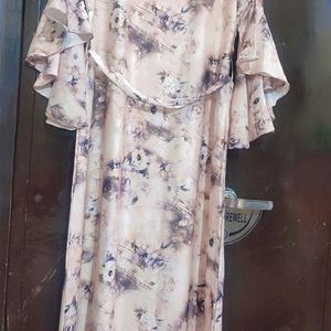 Cream & Brown Printed Dress For 38 Bust