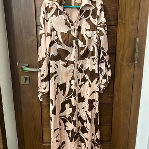 Printed Light Pink - Brown Dress