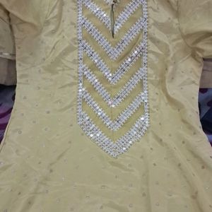 Women "W" Yellow Silk Kurta