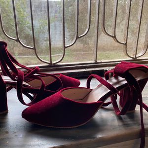 Velvet Red Maroonish Heels