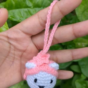 Little Crochet Cat With Hat Charm 🤍🩷