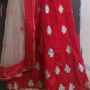 Red Gown With Set