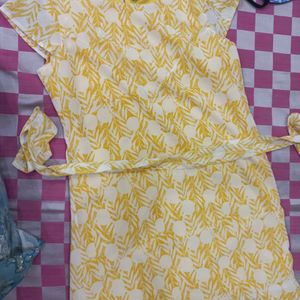 Yellow Dress With attached Inner