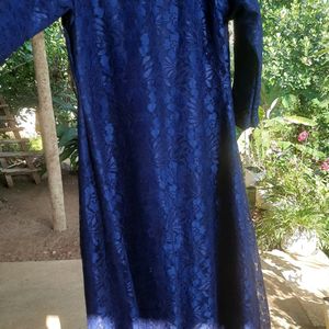 Navy Blue Net Dress  Designer Item