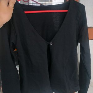 Crop Black Cardigan Like Jacket