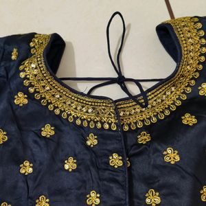 Navy Blue Beautiful Embroidery Design Blouse