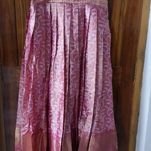 Pink Color Semi-pattu Longfrock