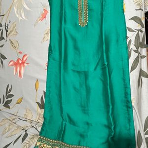 Women 4 Pieces Kurta Set Dark Sea Green |