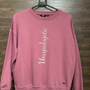 Women Pink & White Typography Print Sweatshirt