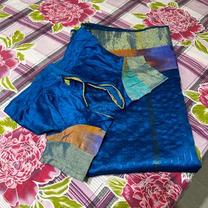 Beautiful Peacock Blue Saree