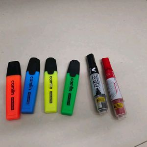 3 Highlighters And 2 Markers