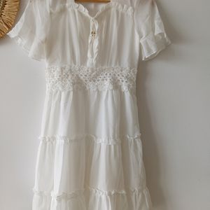 Aesthetic White Korean Dress