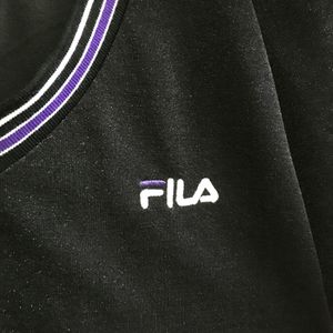 Black Shimmery Fila T-Shirt