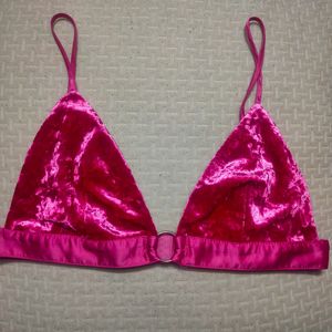 Hot Pink  Velvet Bralette Forever 21