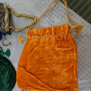 Combo of 4 Velvet Potli Bags